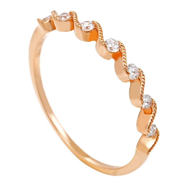 Diamantring, 18K, Rotgold, Brillanten 0,14 ct