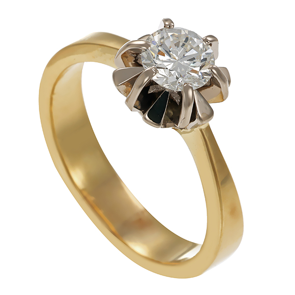 Diamantring, 14K, Gelb-/Weißgold, Brillant 0,57 ct