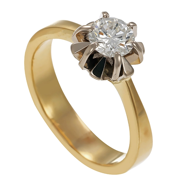 Diamantring, 14K, Gelb-/Weißgold, Brillant 0,57 ct