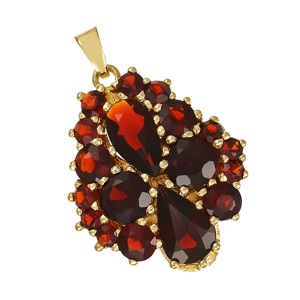 Anhänger, 14K, Gelbgold, Granat 