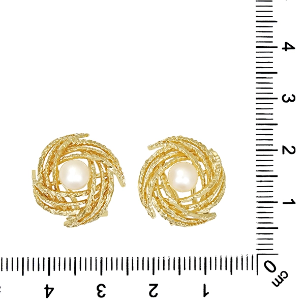 Ohrclipse, 14K, Gelbgold, Perlen