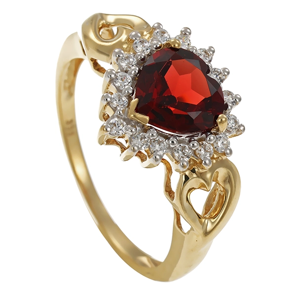 Ring, 8K, Gelbgold, Zirkonia, Granat