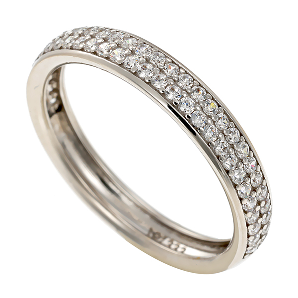 Ring, 8K, Weißgold, Zirkonia