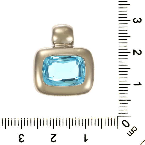 Anhänger, 14K, Weißgold, Topas blau