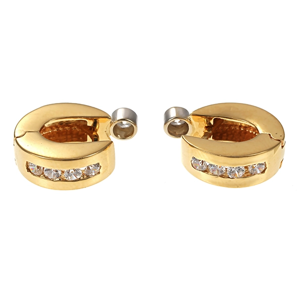 Creolen, 14K, Gelb-/Weißgold, Zirkonia