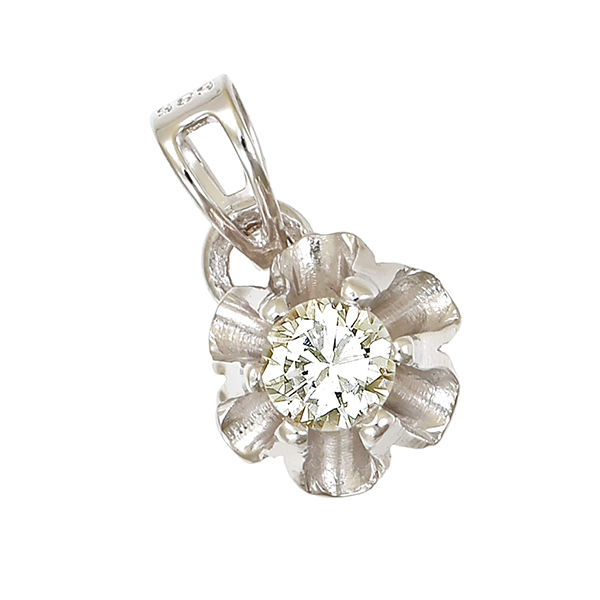 Anhänger, 14K, Weißgold, Brillant