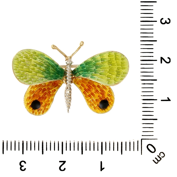 Brosche, 18K, Gelb-/Weißgold, Schmetterling