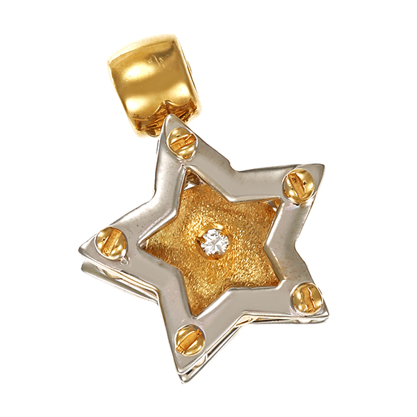 Anhänger, 18K, Gelb-/Weißgold, Zirkonia