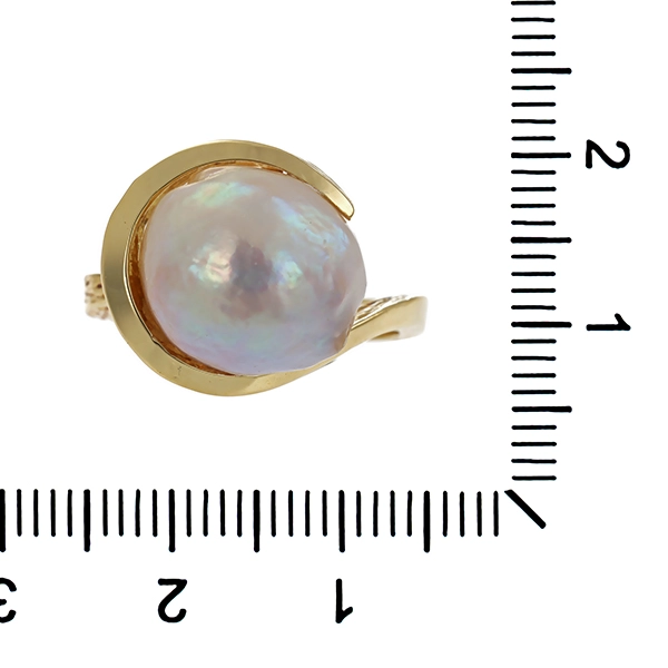 Ring, 14K, Gelbgold, Perle
