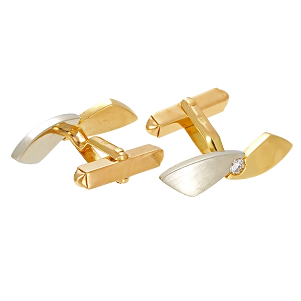 Manschettenknöpfe, 18K, Gelb-/Weißgold, Brillant