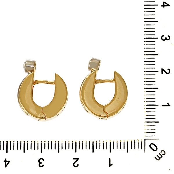 Creolen, 14K, Gelb-/Weißgold, Zirkonia