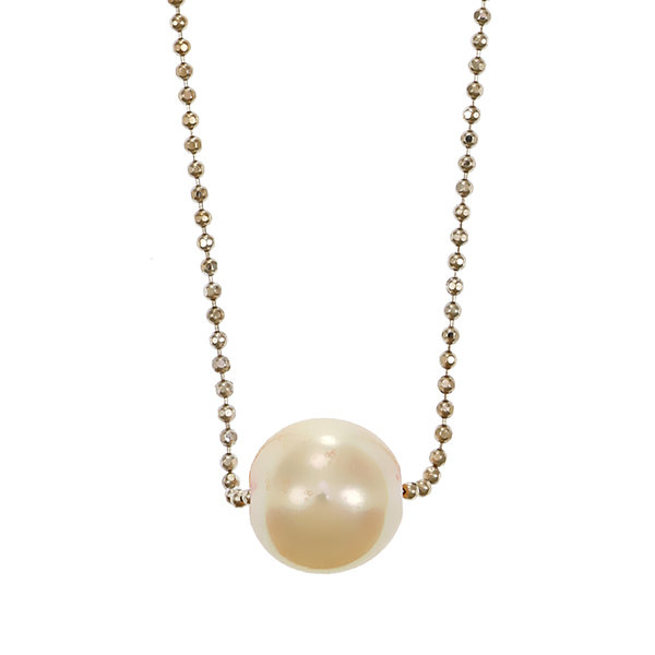 Collier, 14K, Weißgold, Perle