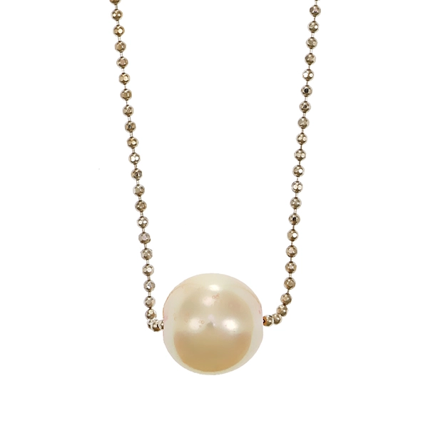 Collier, 14K, Weißgold, Perle