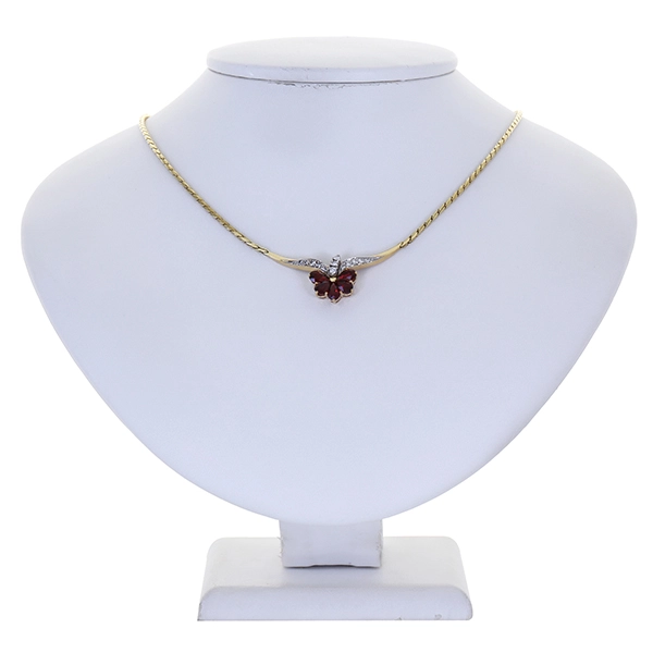 Collier, 14K, Gelbgold, Brillanten 0,26 ct, Granat