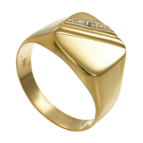 Herrenring, 8K, Gelb-/Weißgold, Diamant