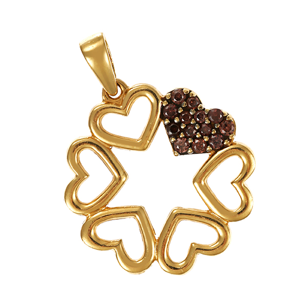 Anhänger, 14K, Gelbgold, Schmuckstein, Herz