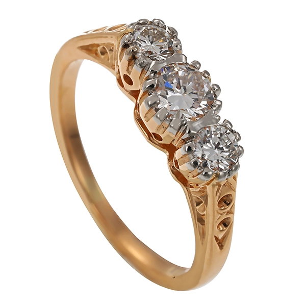 Diamantring, 18K, Gelb-/Weißgold, Brillanten 0,50 ct