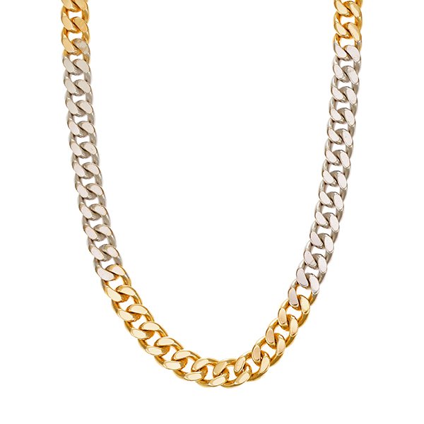 Kette, 14K, Gelb-/Weißgold, Panzer