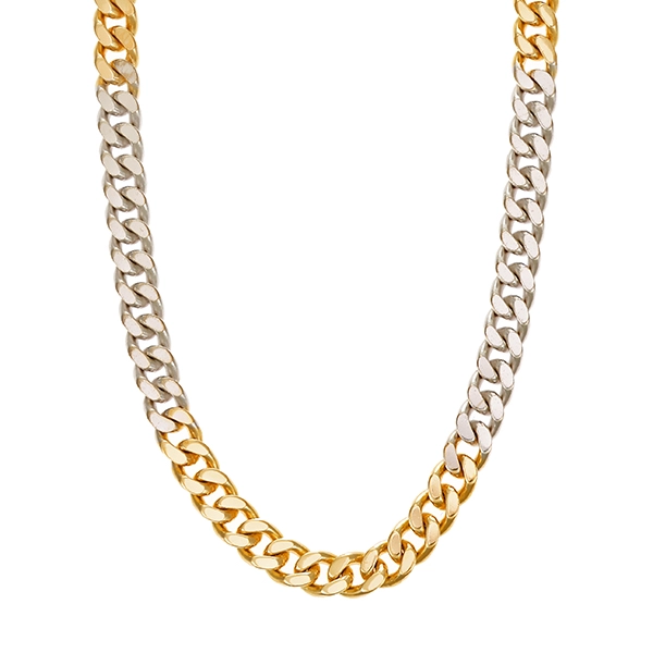 Kette, 14K, Gelb-/Weißgold, Panzer