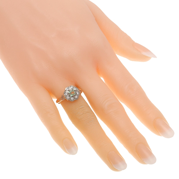 Ring, 14K, Rot-/Weißgold, Diamant, Prasiolith