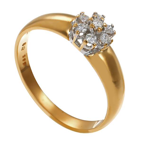 Diamantring, 14K, Gelbgold, Brillanten