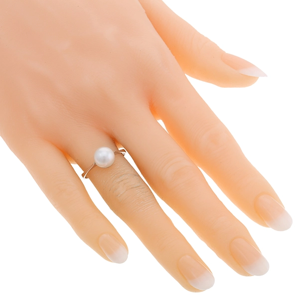 Ring, 18K, Weißgold, Perle