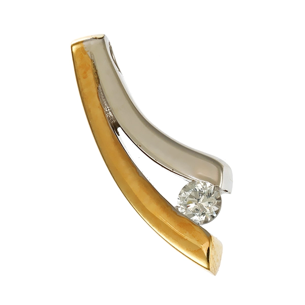 Anhänger, 14K, Gelb-/Weißgold, Zirkonia