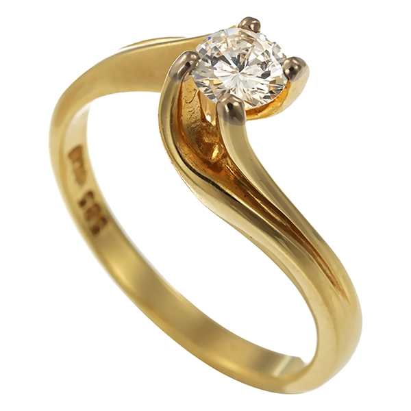 Diamantring, 14K, Gelbgold, Brillant 0,33 ct
