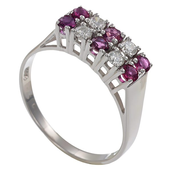 Ring, 14K, Weißgold, Rubin, Brillant