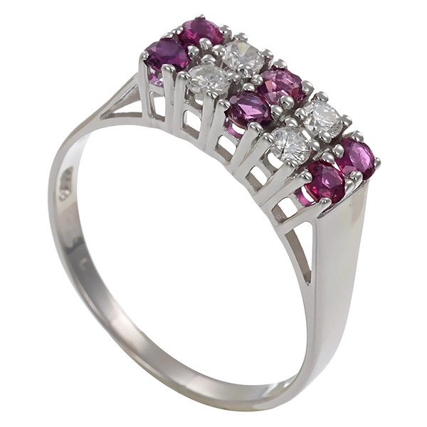 Ring, 14K, Weißgold, Rubin, Brillant