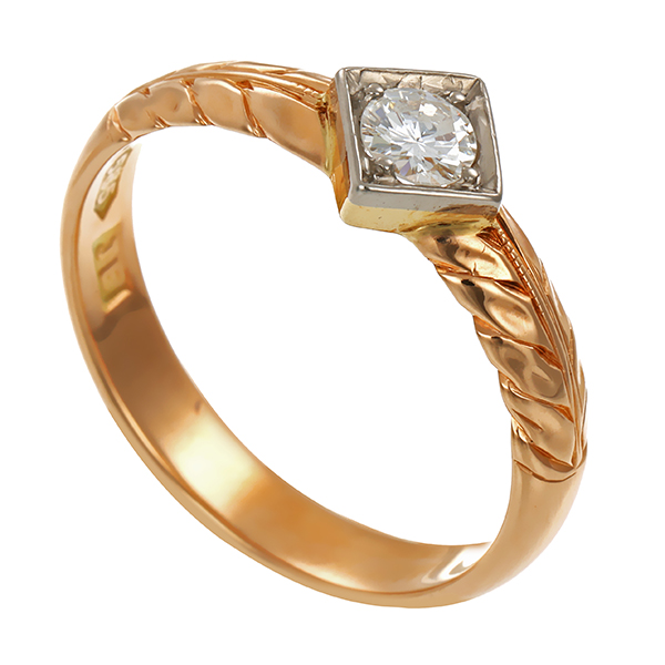 Diamantring, 14K, Weiß-/Rotgold, Brillant 0,25 ct
