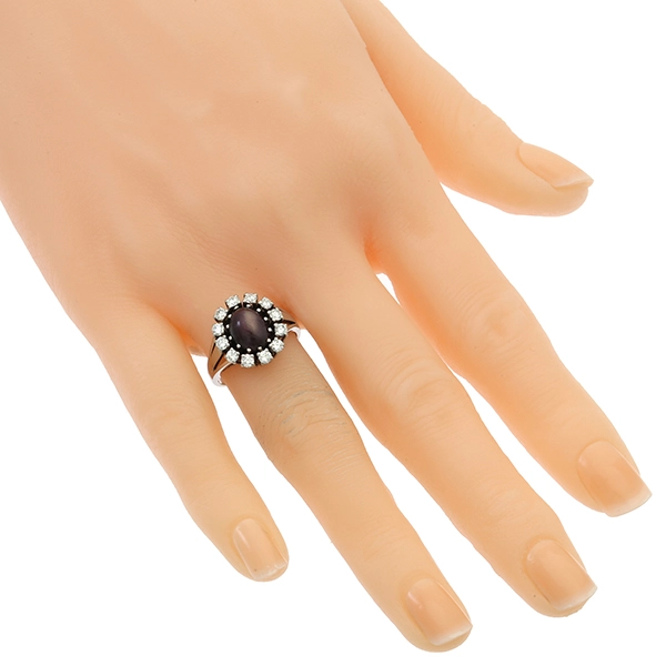 Ring, 18K, Weißgold, Korund, Brillanten