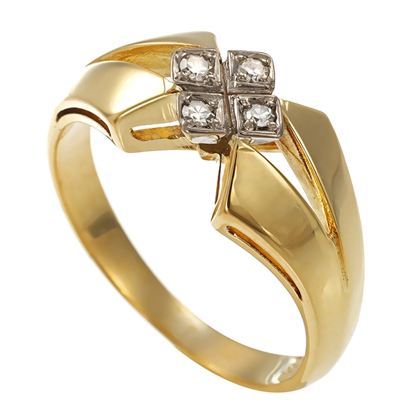 Diamantring, 14K, Gelbgold, Diamanten