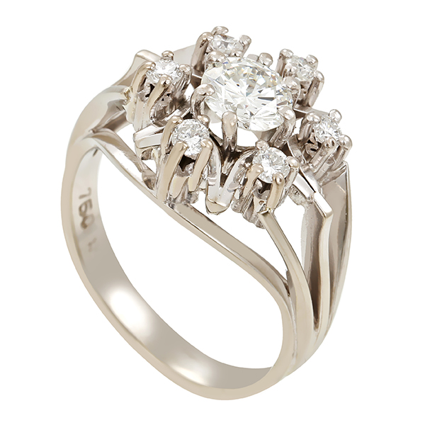 Diamantring, 18K, Weißgold, Brillant 1,03 ct