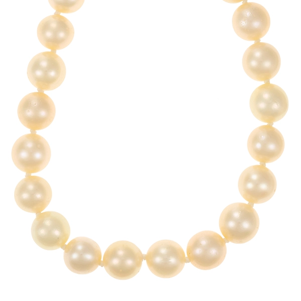 Perlenkette, 18K, Gelb-/Weißgold, Brillanten