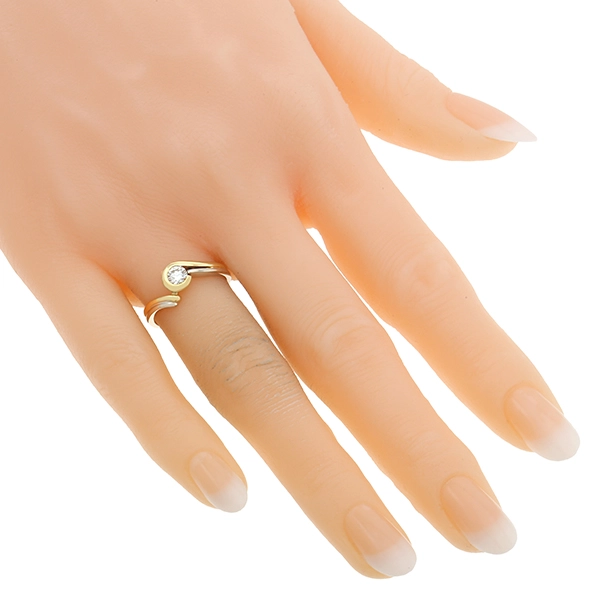 Diamantring, 18K, Gelb-/Weißgold, Brillant 0,20 ct