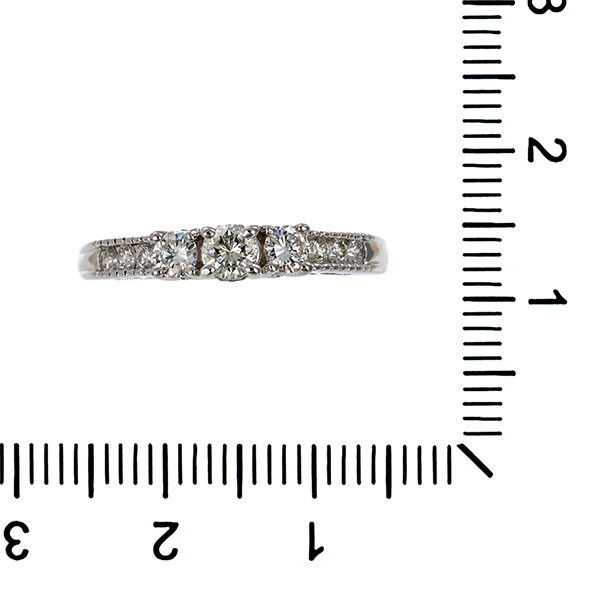 Brillantring, 14K, Weißgold, 9 Brillanten