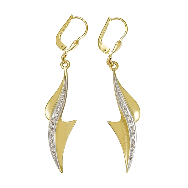 Ohrhänger, 14K, Gelb-/Weißgold, Diamanten