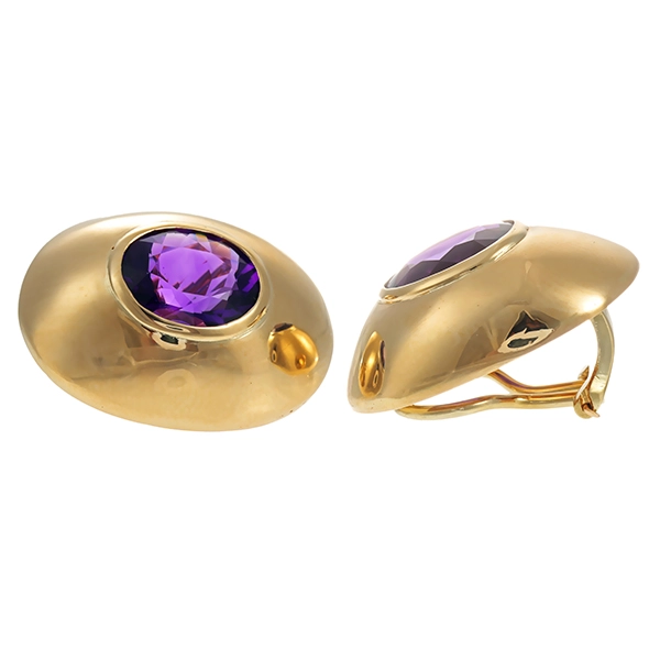 Ohrclipse, 14K, Gelbgold, Amethyst