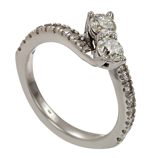 Ring, 14K, Weißgold, Brillanten 