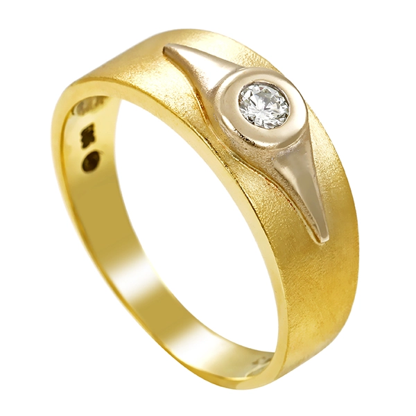 Diamantring, 14K, Gelb-/Weißgold, Brillant 0,13 ct
