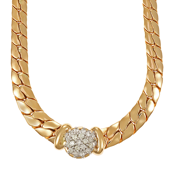 Collier, 14K, Gelb-/Weißgold, Brillanten, L46cm