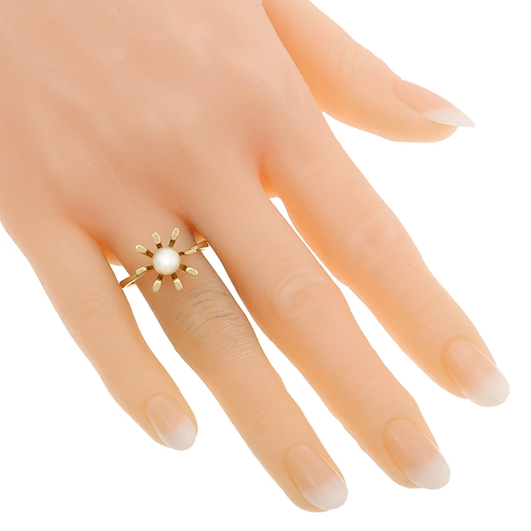 Ring, 14K, Gelbgold, Perle