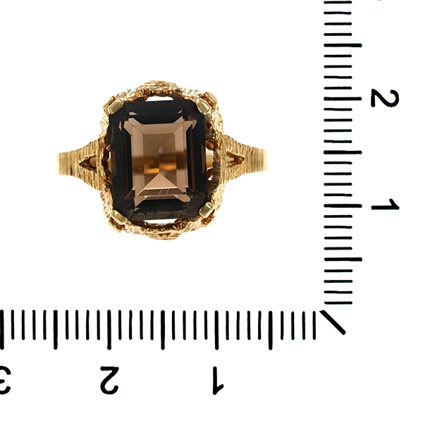 Ring, 14K, Gelbgold, Rauchquarz