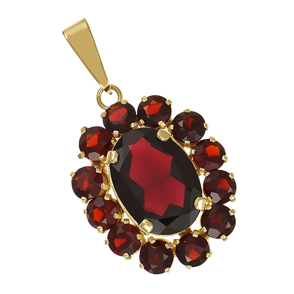 Anhänger, 8K, Gelbgold, Granat