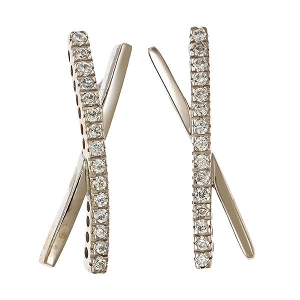 Ohrschmuck, 14K, Weißgold, Zirkonia
