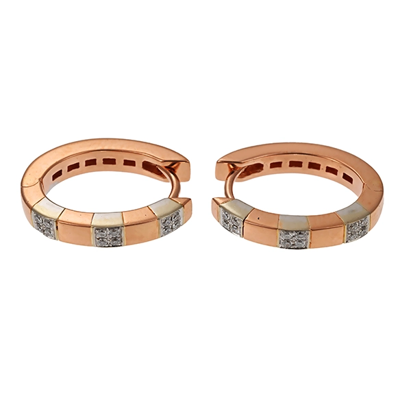 Creolen, 14K, Weiß-/Rotgold, Brillanten