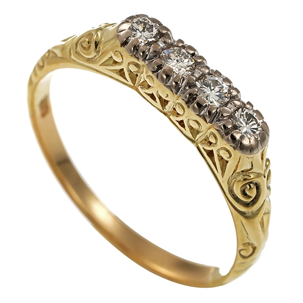 Diamantring, 14K, Gelb-/Weißgold, Brillanten