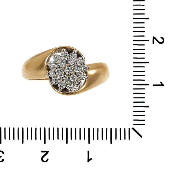 Ring, 14K, Gelbgold, 13 Brillanten zus ca  0,13 ct