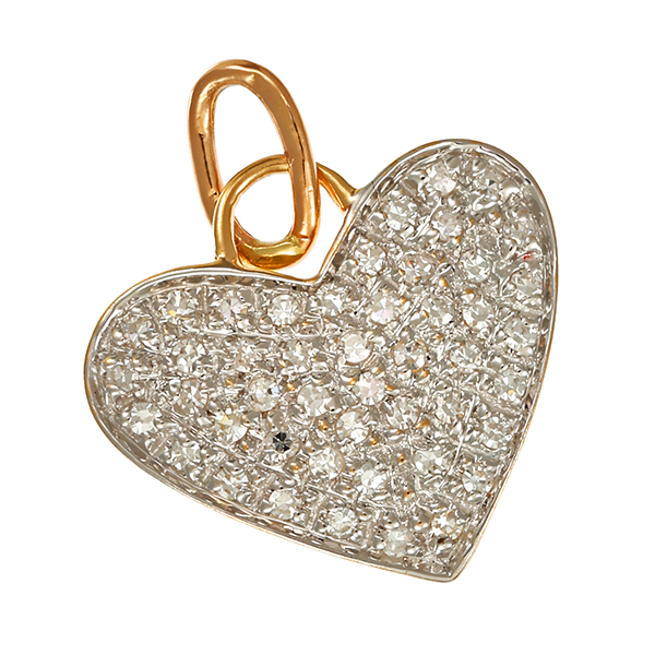 Anhänger, 14K, Gelbgold, Diamanten 0,25 ct, Herz